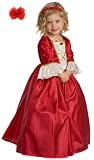 2 Item Bundle: Little Adventures Red Winter Beauty (Belle) Princess Dress Up Costume + Hair Bow-Girls size 1-3-Machine Washable