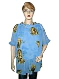 Floral Print Baby Blue Off Shoulder Georgette Top Blouse for Women L
