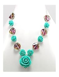Rose Resin Necklace In Zinc