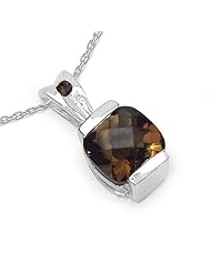 1.40 Carat Genuine Smoky Topaz Sterling Silver Pendant Necklace. 18"