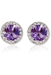 14K White Gold Ladies Halo Style Stud Earrings