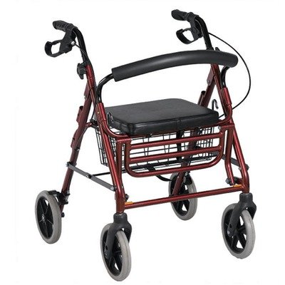 Dual Transport Chair / Rollator in Red Color: Red