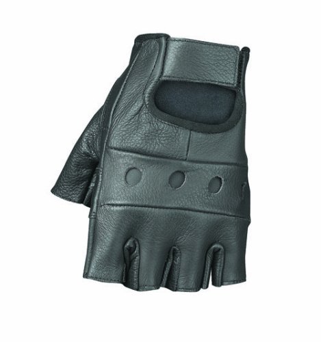 Raider Black Leather Fingerless Gloves