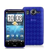 Blue Checkered TPU Candy Rubber Flexi Skin Case Cover for HTC Inspire 4G Ne ....