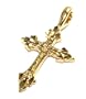 24k Gold Layered (GL) Diamond Cut Fleur De Lis Pointed Spiritual Cross Charm/Pendant ~ LIFETIME WARRANTY