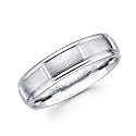 Solid 14k White Gold Womens Mens Satin Brick Design Wedding Ring Band 6MM Size 12