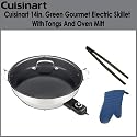 Cuisinart CSK250 14in. Green Gourmet Electric Skillet With Black Silicone Tongs And Oven Mitt
