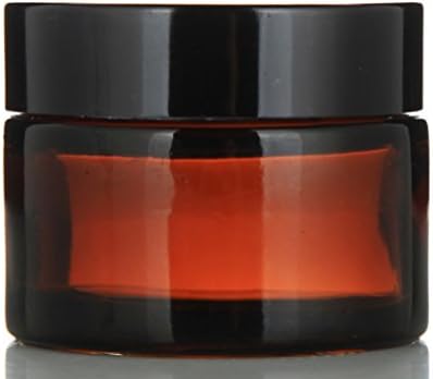 4 Pack of Empty Glass 2 oz Amber Jars with Black Aluminium Caps