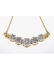 14KT Yellow Gold 1.50 CTW Round Diamond Ladies Flower Necklace