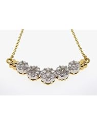 1.50CTW ROUND DIAMOND LADIES FLOWER NECKLACE 14K Yellow-gold Real Charm Pendant