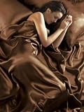 Kitchen & Housewares : Chocolate Satin Double Duvet Cover, Fitted Sheet and 4 pillowcases Bedding