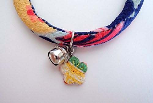 Khusus zakka Chirimen Cat Collar plum blossoms with adjustable for Cat M size