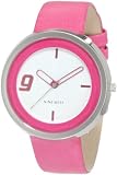 Nine West Women's NW/1301WTPK Round Silver-Tone Pink Strap Watch