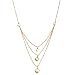 18k Gold Overlay Sterling Silver Yellow and Green Glass Graduated Triple-Chain Necklace, 18"