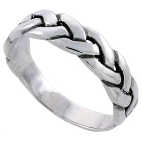 Sterling Silver Braided Ring Band (Available in Sizes 4 to 13) size 4: Jewelry