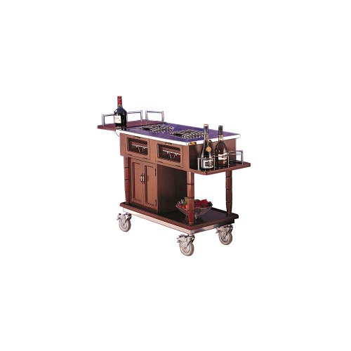 Bon Chef Traditional Mahogany Flambe Trolley W/ 2 Butane Stoves - 50010