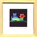 Fused Glass Framed Art, Cat in the Garden