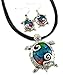 DianaL Boutique Colorful Enameled Hand Painted Sea Turtle Pendant Necklace and Earrings Set Gift Boxed Fashion Jewelry