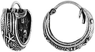 Sterling Silver 'Celestial Bodies' Bali Huggie Hoop Earrings, 1/2 inch diameter