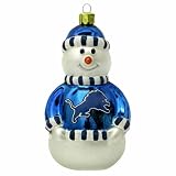 NFL Detroit Lions Blown Glass Snowman Ornament