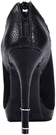 Laikakingdom Women's Fashion Thin High Heels Zipper Leather Shoes(7.5 B(M) US, Black)