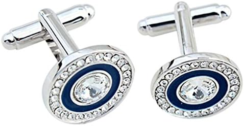 JingChow Jewelry Mens Vintage Pattern Cufflinks Black Red Blue Cufflink Shirt Studs Crystal