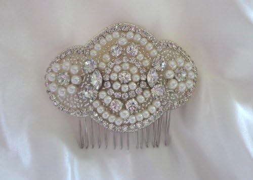 Monica Vintage Inspired Hair Comb with Ivory Pearls