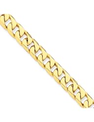 14K Yellow Gold, 6.8mm Flat Beveled Curb Bracelet - 8 Inch