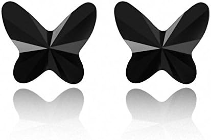 ANNYMORE Women's Crystal Stud Earring Butterfly's Kiss Jet Black Rhinestone