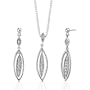 Exquisite Style: Sterling Silver Celebrity Inspired Bridal Jewelry Dangle Style Earring Pendant Set With Cubic Zirconia