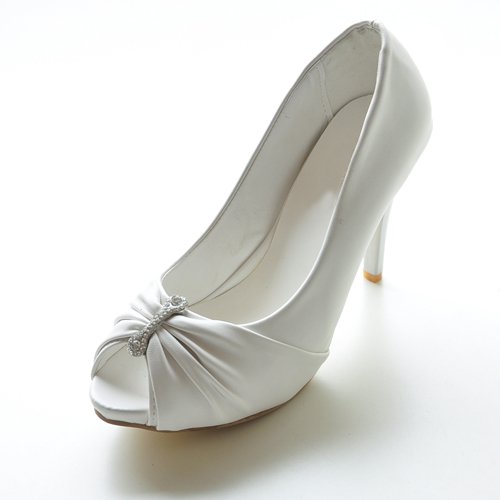 Women's Leatherette Upper Stiletto Heel Pumps With Rhinestone Wedding Bridal Shoes