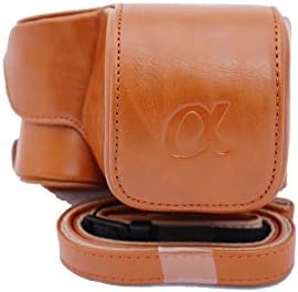 Dengpin Retro PU Leather Camera Case Bag Cover for Sony ILCE-6300 A6300 16-50 Lens .with Shoulder Strap(Brown)