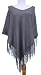 Handmade Poncho in Original Gray - Recommended for Women Wearing Medium Sizes (Crocheted By Hand Border)