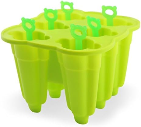 $4 off when purchase 2 or more!!Food grade silicon materials ice pop maker, soft and flexible popsicle molds set of 6, SGS approved non-toxic(green)