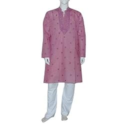 Indian Clothing Embroidered Cotton Kurta Pajama Size M Chest :38 (chgkp054)