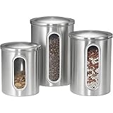 Kitchen Canister Set w/ Vertical Windows in Brushed Stainless by Polder Home Tools