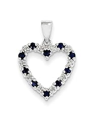 14k White Gold Diamond & Sapphire Heart Pendant. Wt- 0.03ct. Gem Wt- 0.48ct