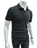TheLees (NECT01) Mens Casual Slim Fit Collar Neck Short Sleeve Tshirts Charcoal Medium(US X-Small)