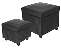 2 HOCKER Aufbewahrung Rattan Stuhl Sitzmöbel Sitzhocker
