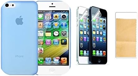 Dynamics New 0.3mm Super Ultra Thin Slim Matte Frosted Transparent Clear Soft Pp Cover Case Skin for Iphone 5 5s with Screen Protector & Cleaning Cloth (Blue)
