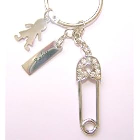 Baby Shower or Christening Gift Russ Berrie Diamante Nappy Pin