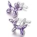 Men's 2 PCS Rhodium Plated Enamel Cufflinks Silver Purple Poodle Shirt Wedding