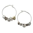 Two Tone Peace Charm Hoop Earrings Fashion Jewelry