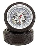 Tire Desk Clock, 4 Two Tier with Silver Face