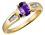 Amethyst Gemstone Ring with Diamonds in Yellow Gold