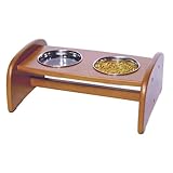 Richell Wood Pet Food Pedestal, Small, Autumn Matte Finish