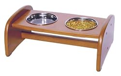 Richell Wood Pet Food Pedestal, Small, Autumn Matte Finish