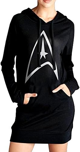 ABU Star Trek Badge Logo Women Long Hoodies With Pocket M