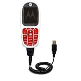 Coiled Power Hot Sync and Charge USB Data Cable w/ Tip Exchange for the Motorola E375 - Gomadic Brand