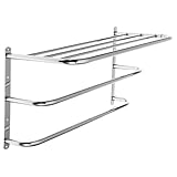 Polder Bathroom Wall Shelf with 2 Towel Racks, Chrome